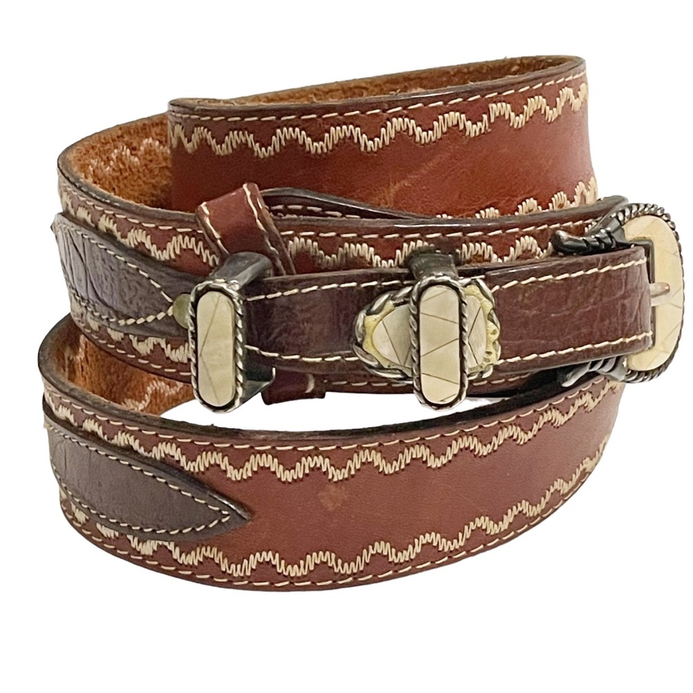 Locomotive by Doppia Vita Pearl Buckle Brown Belt Size Medium